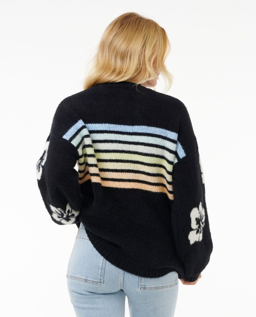 high tide hibiscus stripe crew