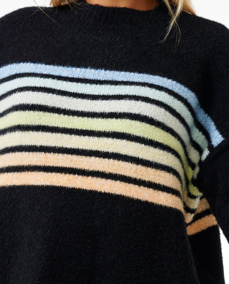 high tide hibiscus stripe crew