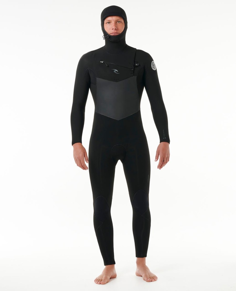 dawn patrol 54 wetsuit met capuchon en ritssluiting op de borst