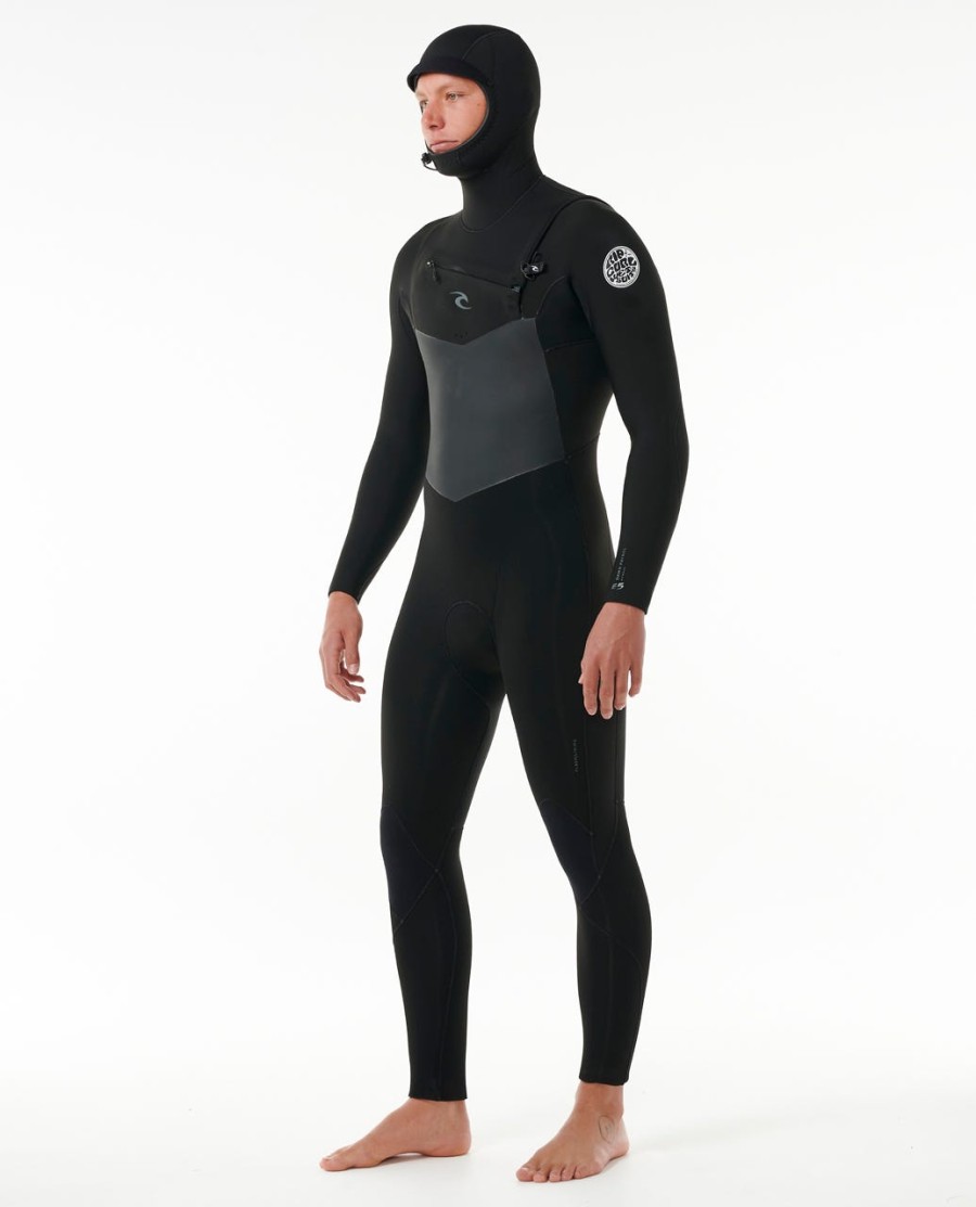 dawn patrol 54 wetsuit met capuchon en ritssluiting op de borst