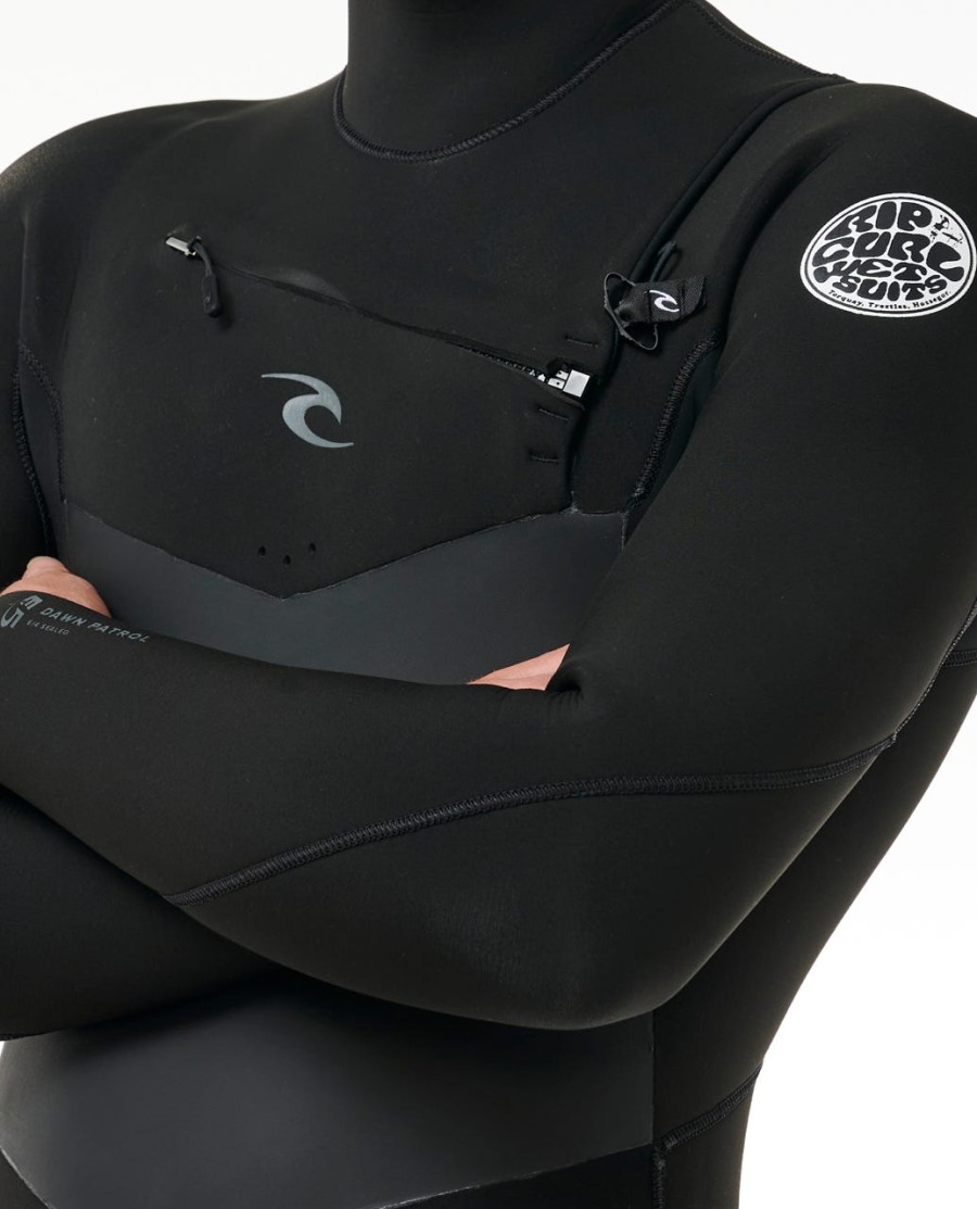 dawn patrol 54 wetsuit met capuchon en ritssluiting op de borst