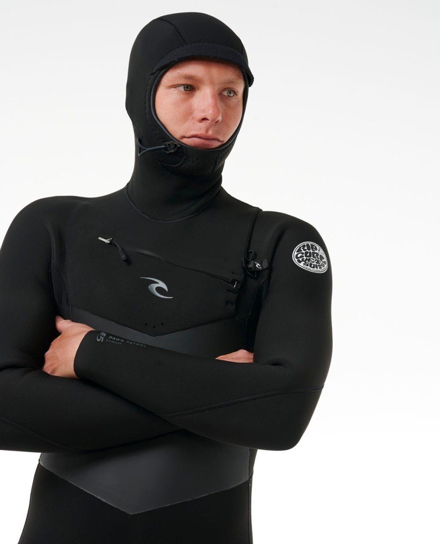 dawn patrol 54 wetsuit met capuchon en ritssluiting op de borst