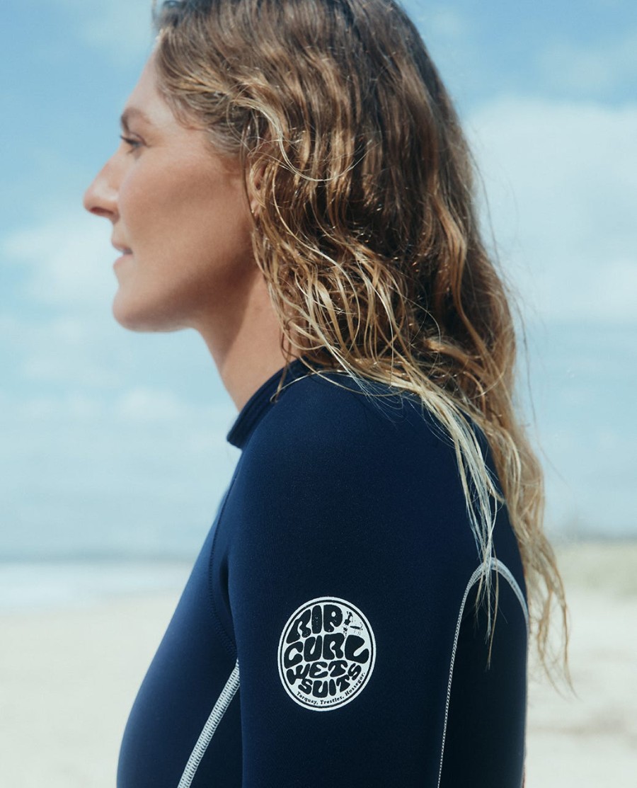 steph gilmore g-bomb 15 mm springsuit met lange mouwen en ritssluiting aan de achterkant en goede dekking