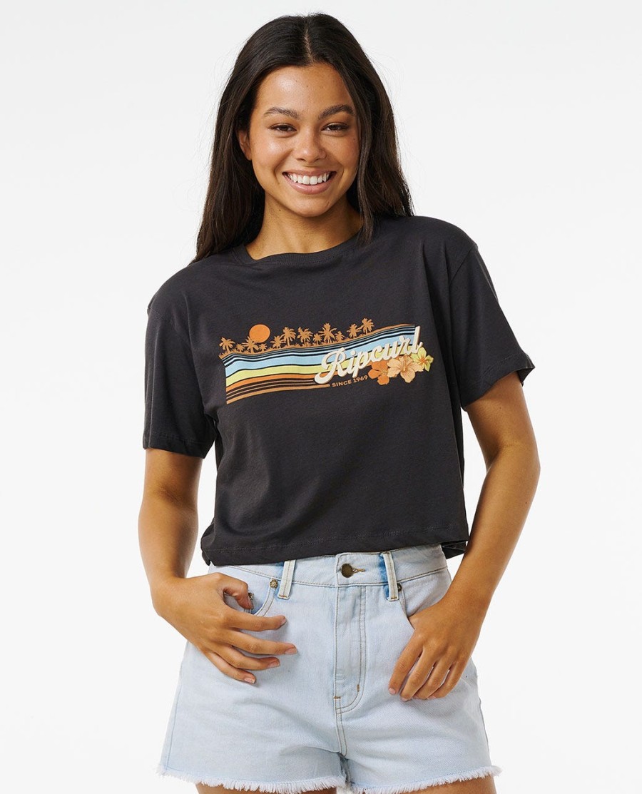 sunset crop tee